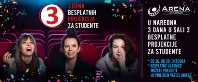 BESPLATNE ULAZNICE ZA STUDENTE OD 26. DO 28. OKTOBRA U SALI 3